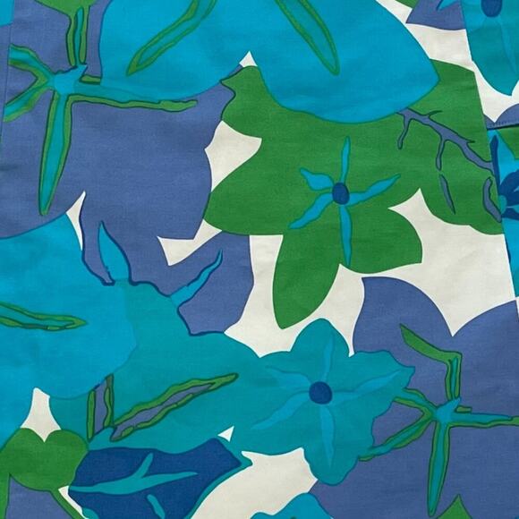 Talbots Cotton Blue Green Tropical Floral Sleeveless Halter Summer Dress, Sz 12 - Picture 5 of 13